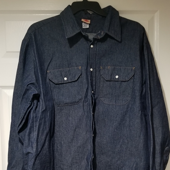 SOLD.     Indian Larry Motorcycle Denim Work Shirt - Picture 3 of 6